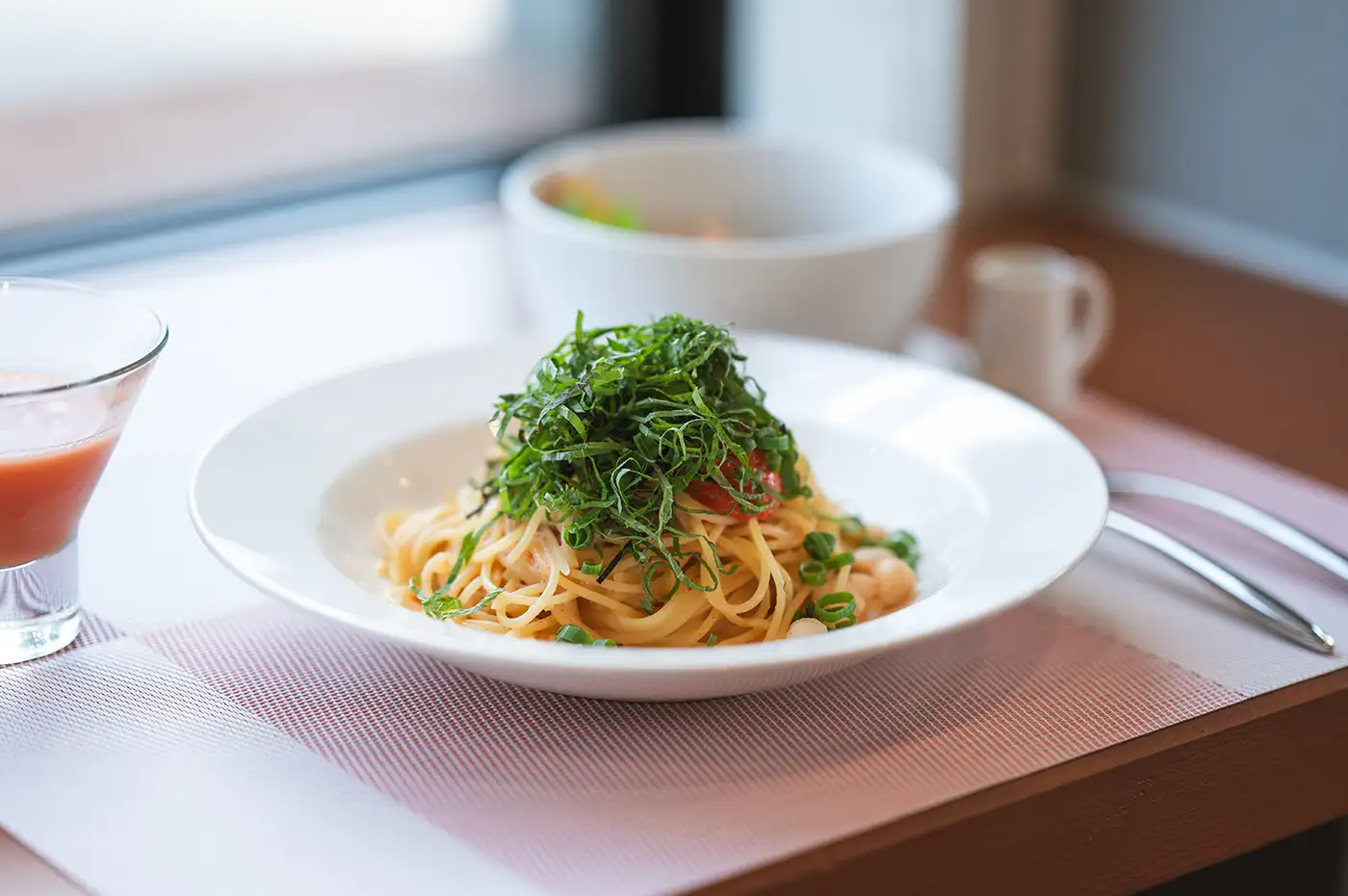 小柱の明太子パスタ